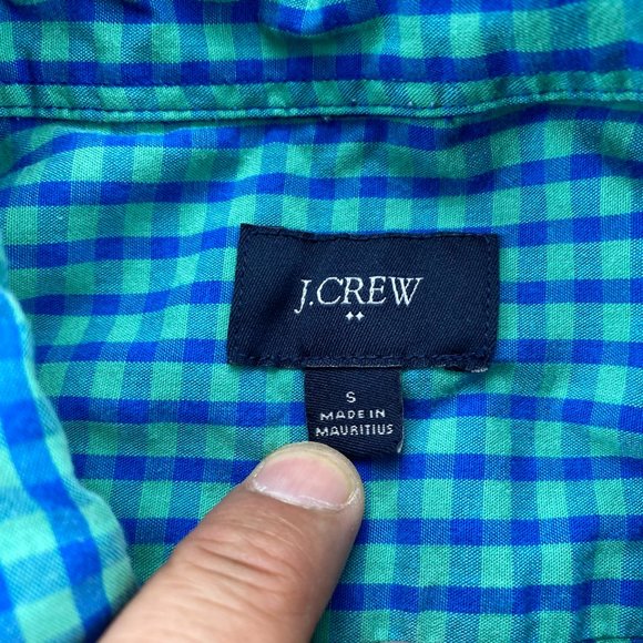 J.Crew Shirt Men Small S Blue Teal Checkered Button Down Short Sleeve Casual - Picture 4 of 9